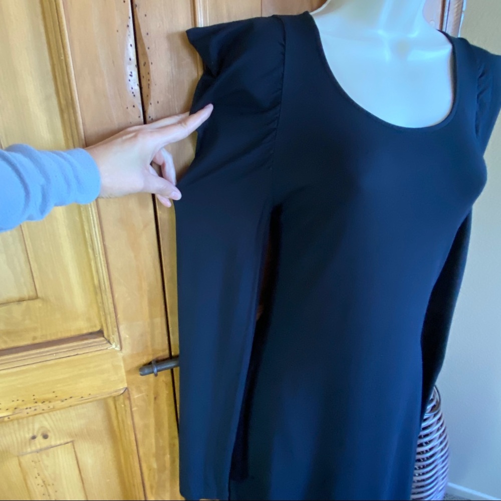 Juffrouw Jansen Amsterdam Trendy Gigot Rushed Shoulder Long Sleeve Black Dress M View 4